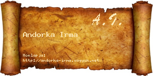 Andorka Irma névjegykártya